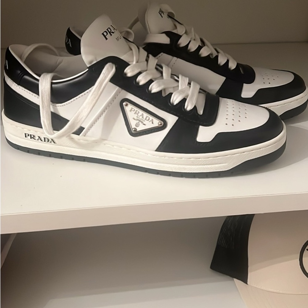 Prada Black and White Sneakers with Retro Sporty Design